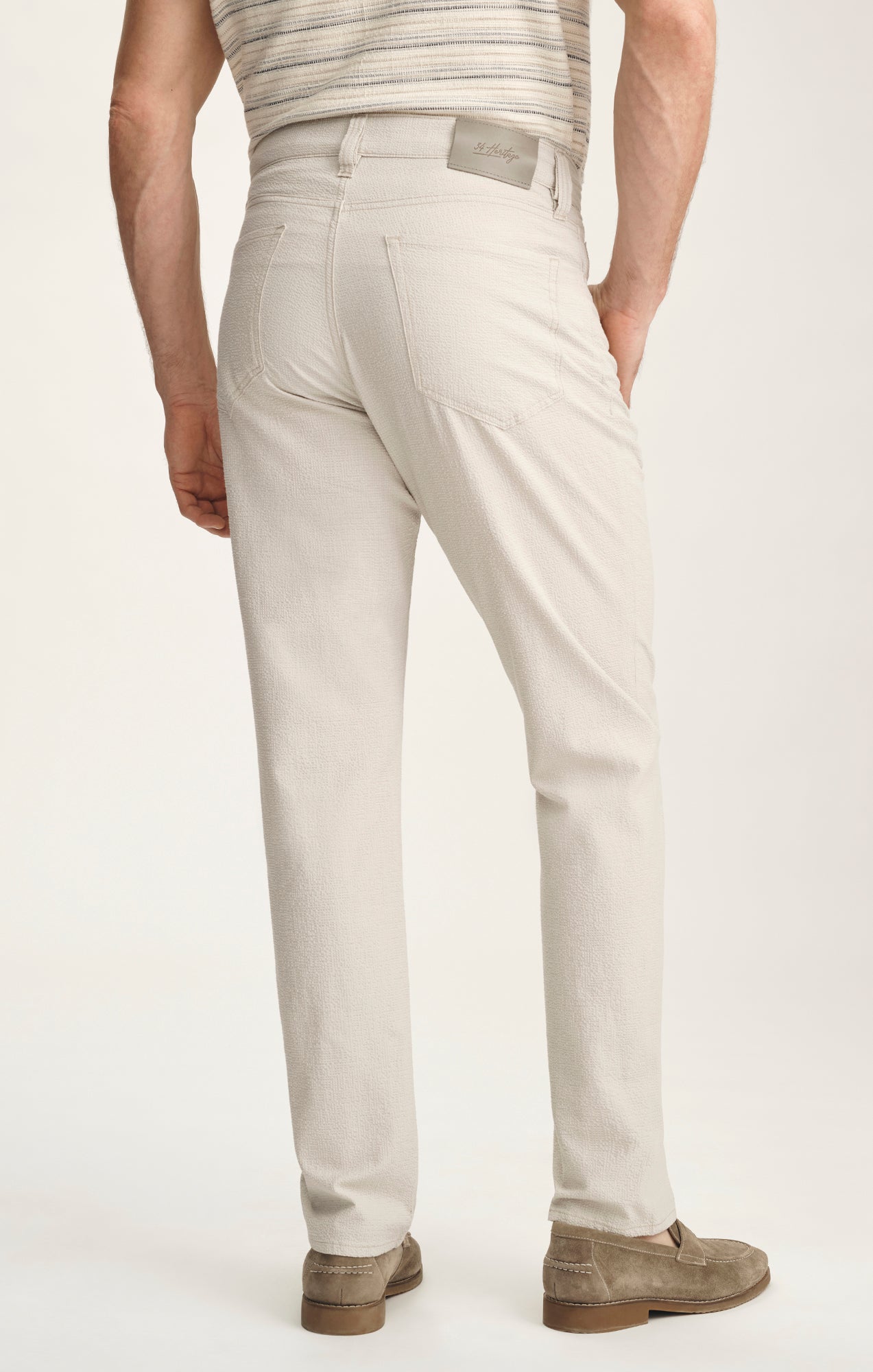 34 Heritage Charisma Relaxed Straight Pants In Stone Seersucker