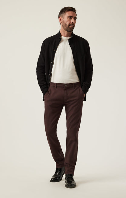 34 Heritage Verona Straight Leg Chino Pants in Burgundy High Flyer