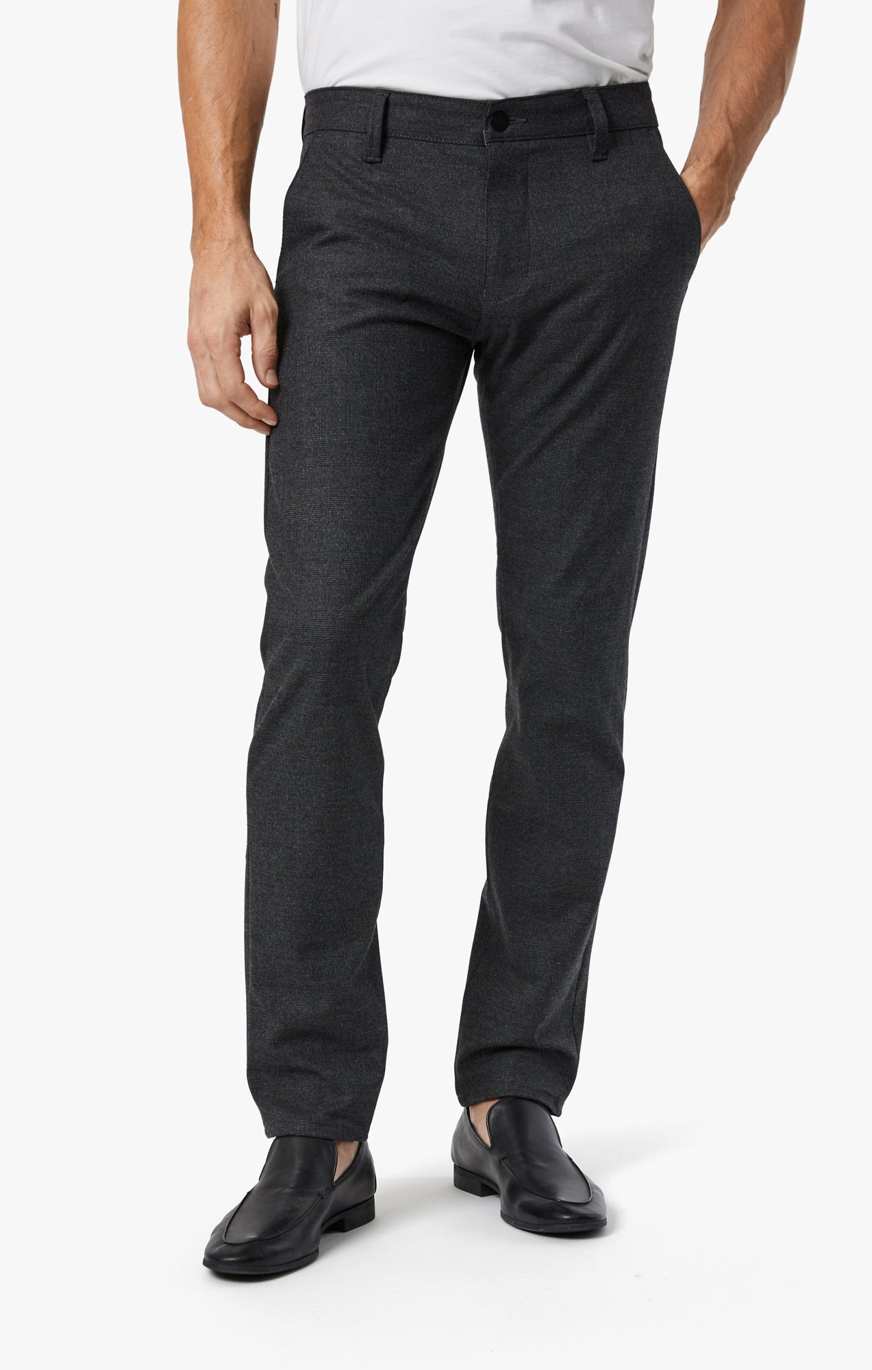 34 Heritage Verona Straight Leg Chino Pants In Smoke Elite Check