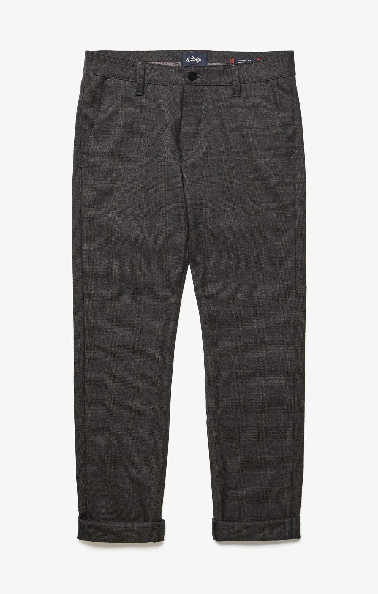 34 Heritage Verona Straight Leg Chino Pants In Smoke Elite Check