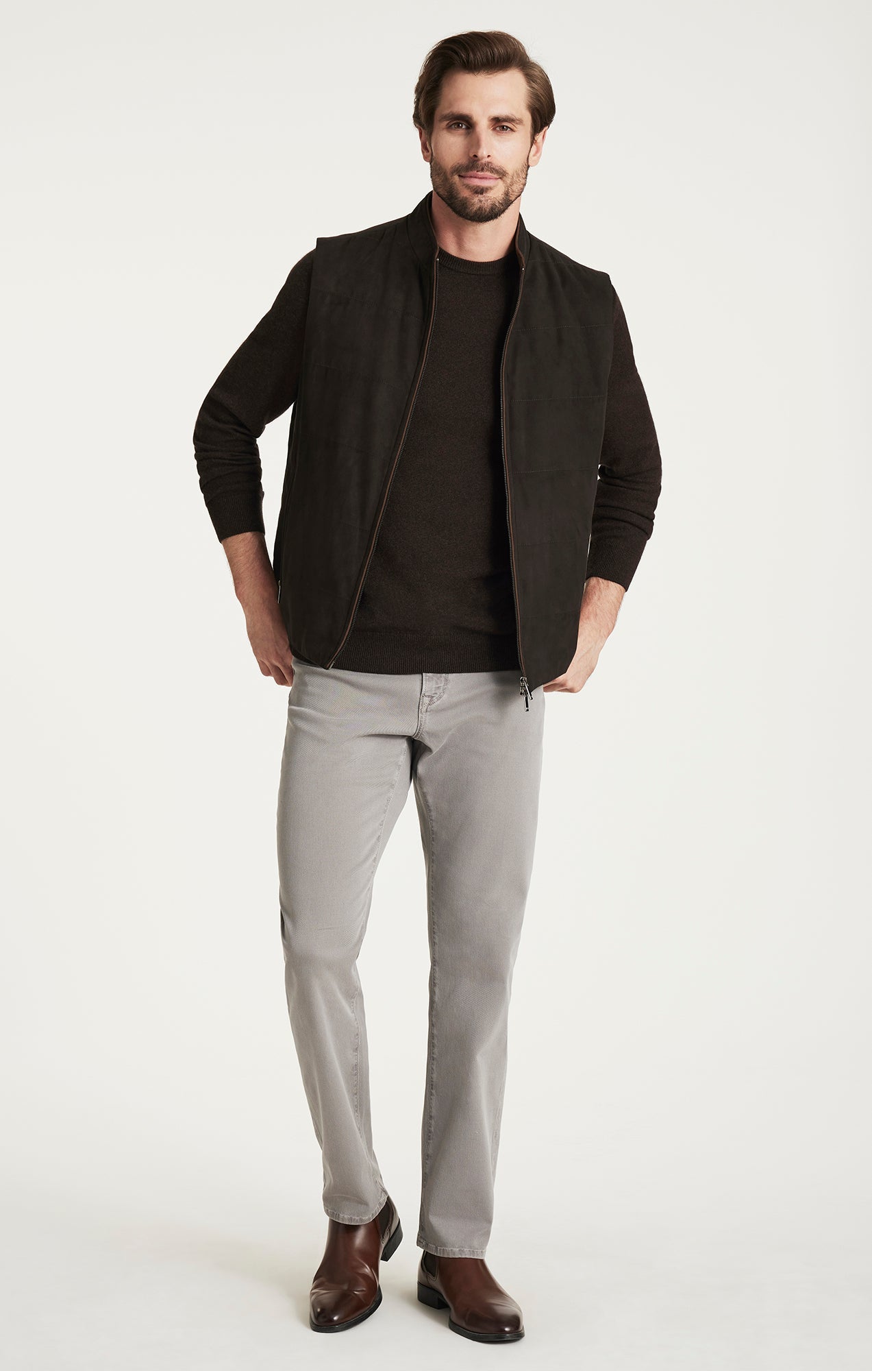 34 Heritage Charisma Relaxed Straight Pants in Grey Honeycomb