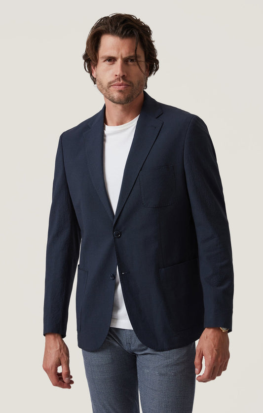 34 Heritage Matteo Seersucker Blazer in Navy