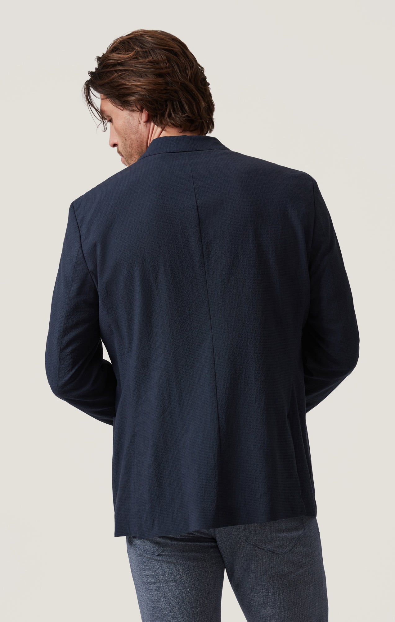 34 Heritage Matteo Seersucker Blazer in Navy