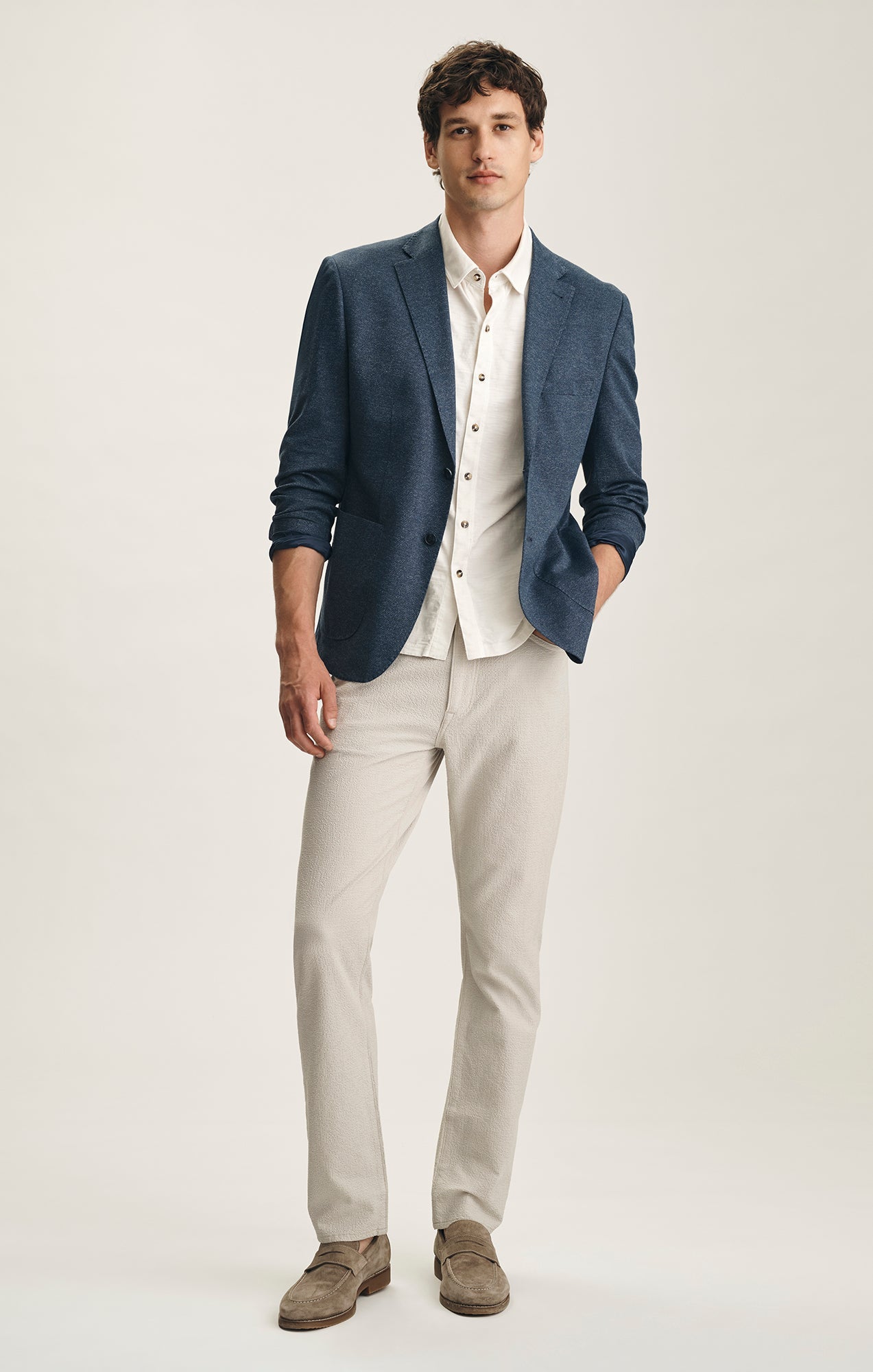34 Heritage Courage Straight Leg Pants In Stone Seersucker