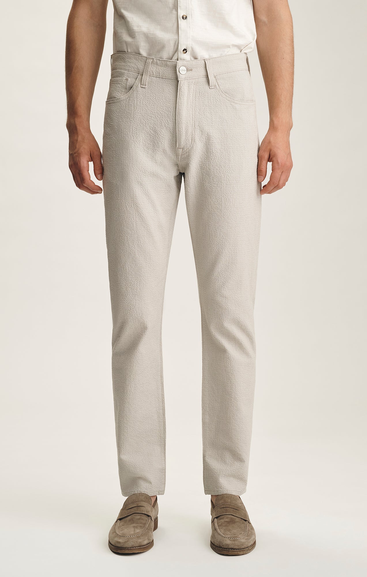 34 Heritage Courage Straight Leg Pants In Stone Seersucker