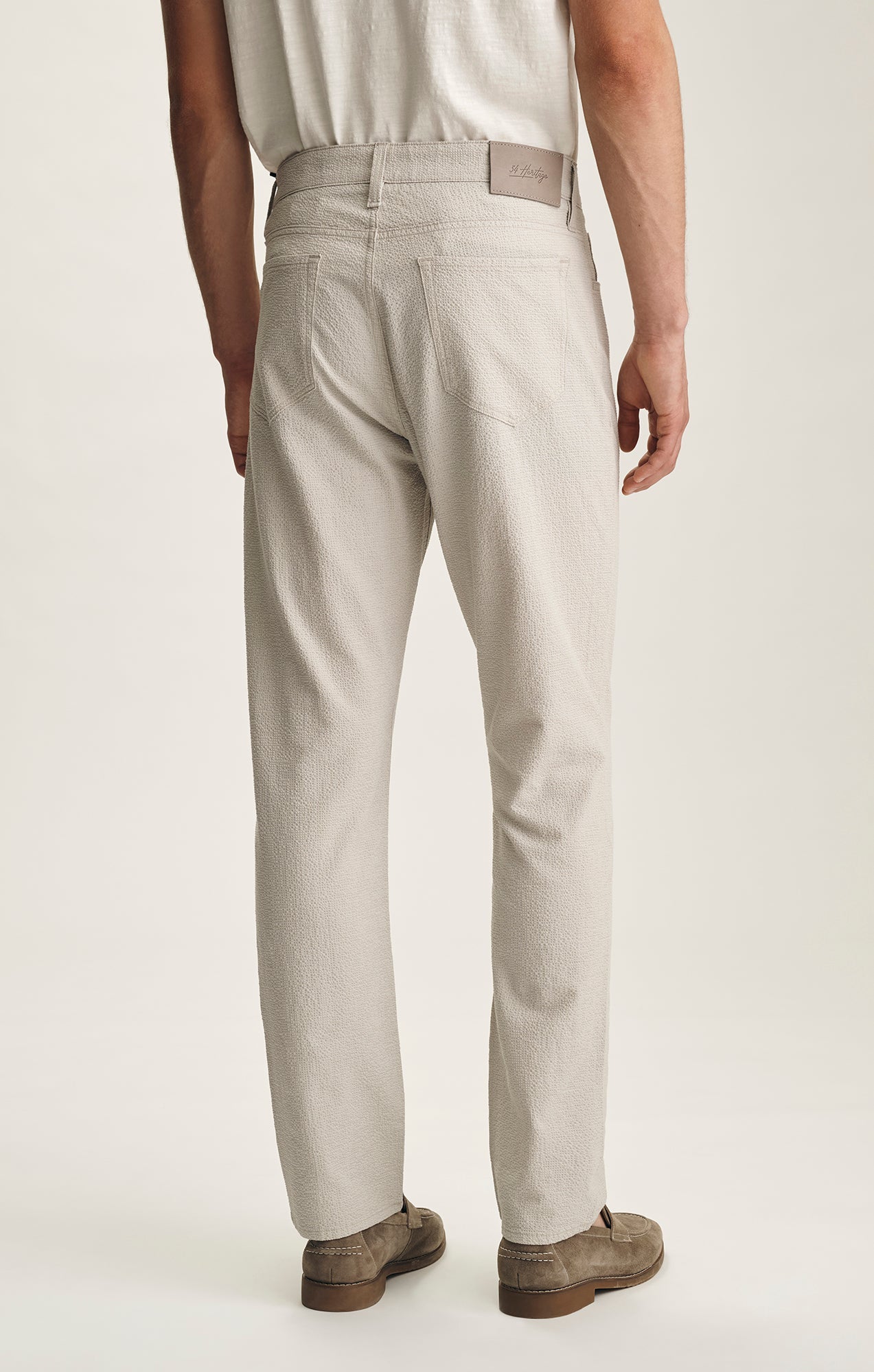 34 Heritage Courage Straight Leg Pants In Stone Seersucker
