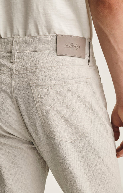 34 Heritage Courage Straight Leg Pants In Stone Seersucker
