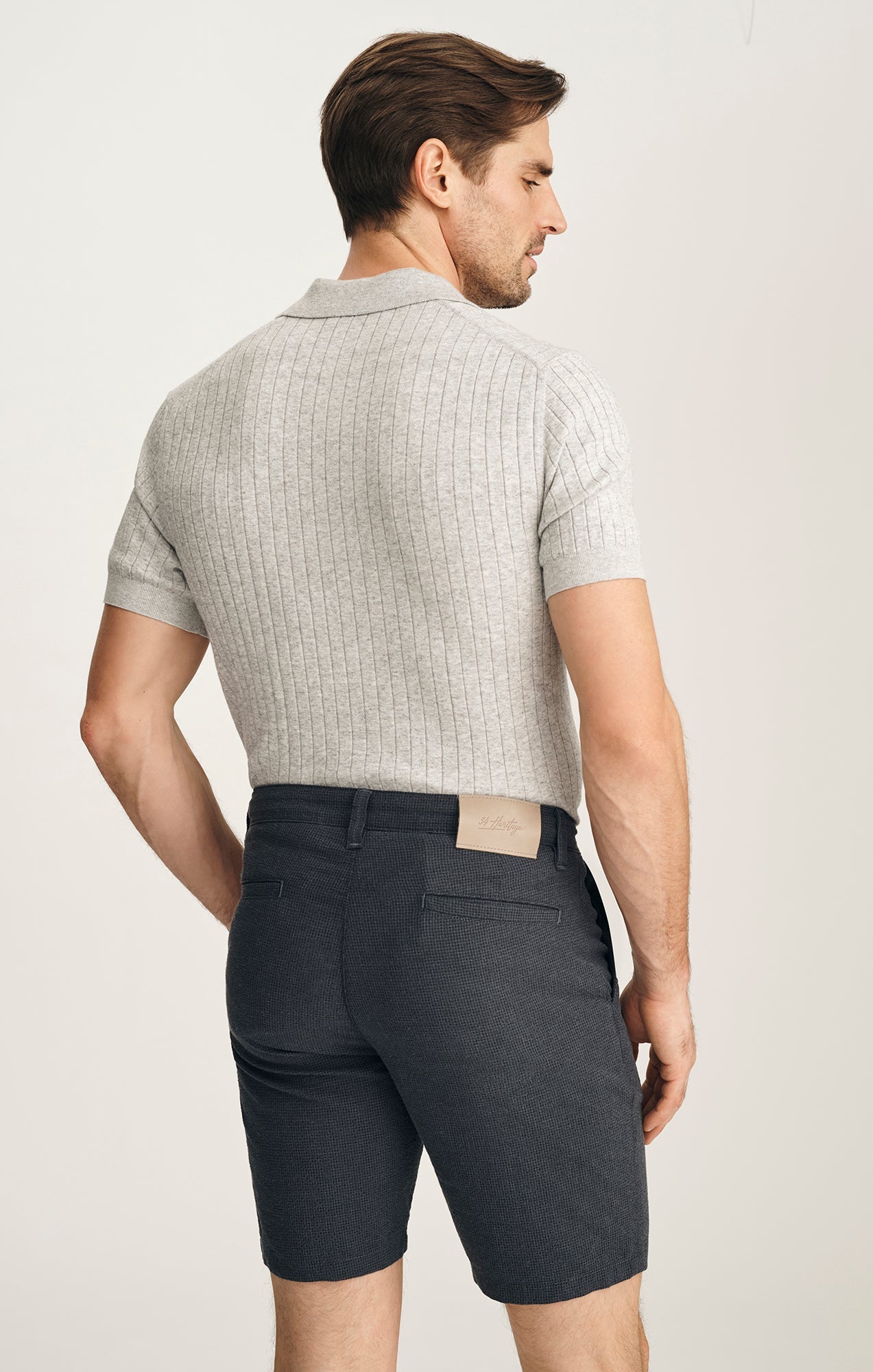 34 Heritage Arizona Slim Shorts In Navy Seersucker
