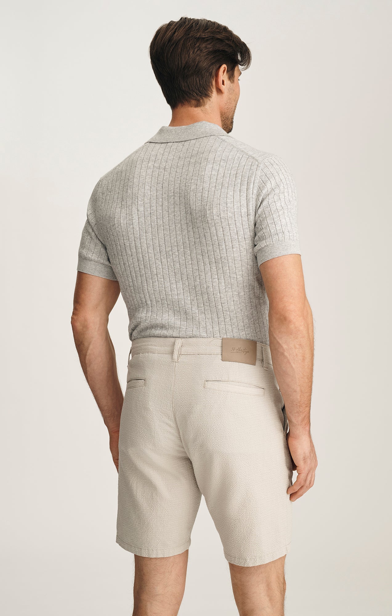 34 Heritage Arizona Slim Shorts In Stone Seersucker