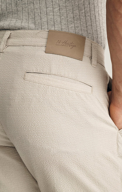 34 Heritage Arizona Slim Shorts In Stone Seersucker