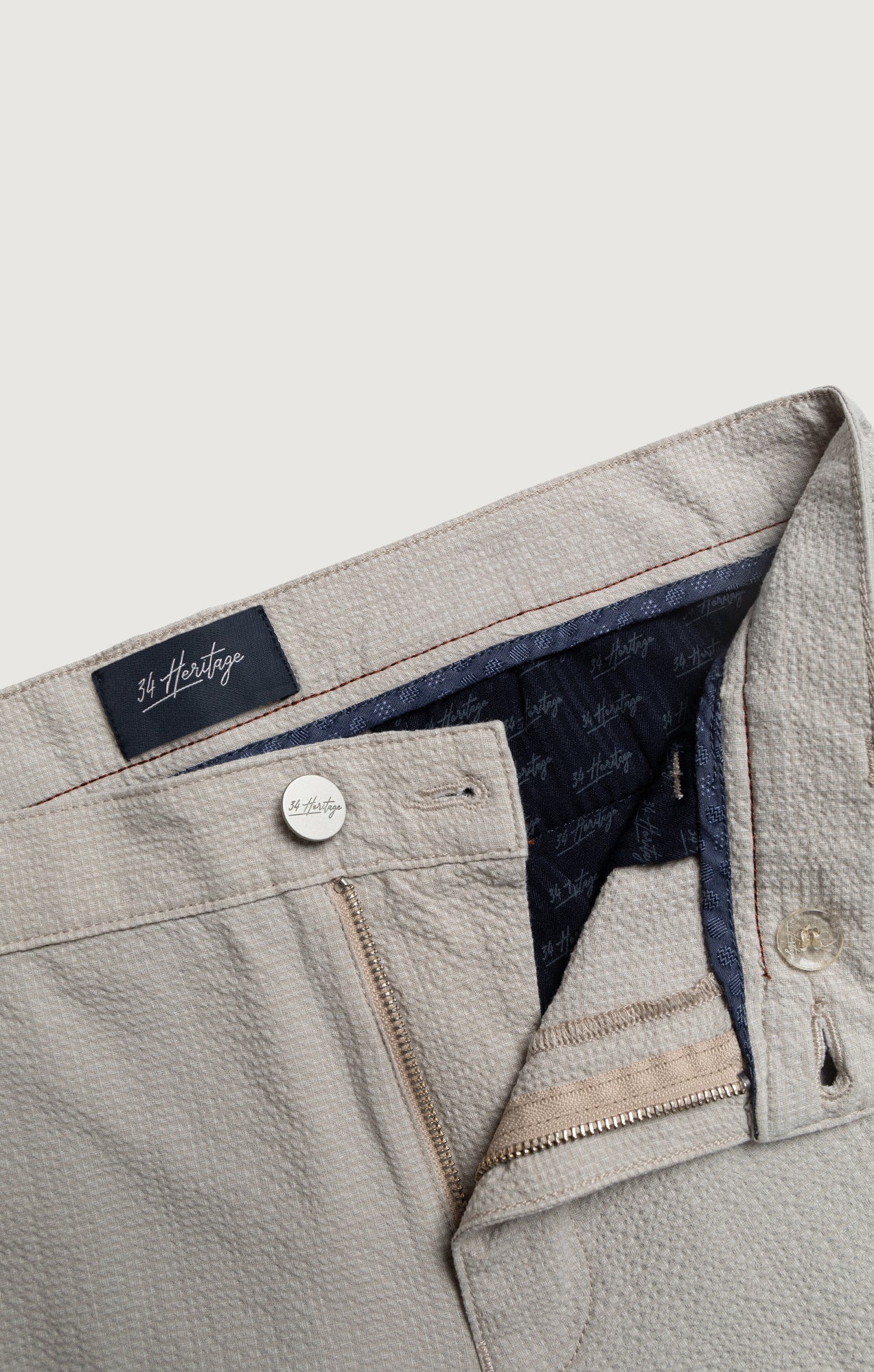 34 Heritage Arizona Slim Shorts In Stone Seersucker