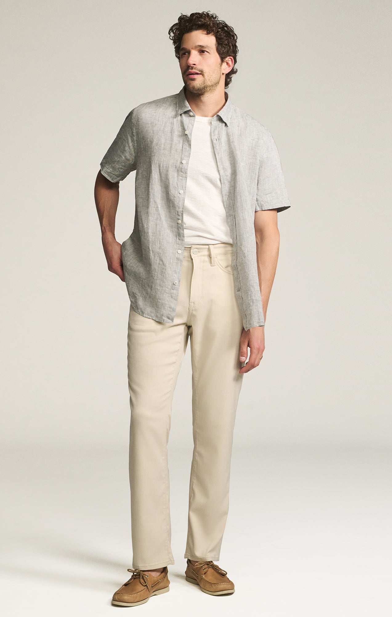 34 Heritage Relaxed Straight Leg Pants in Cream Cross Twill