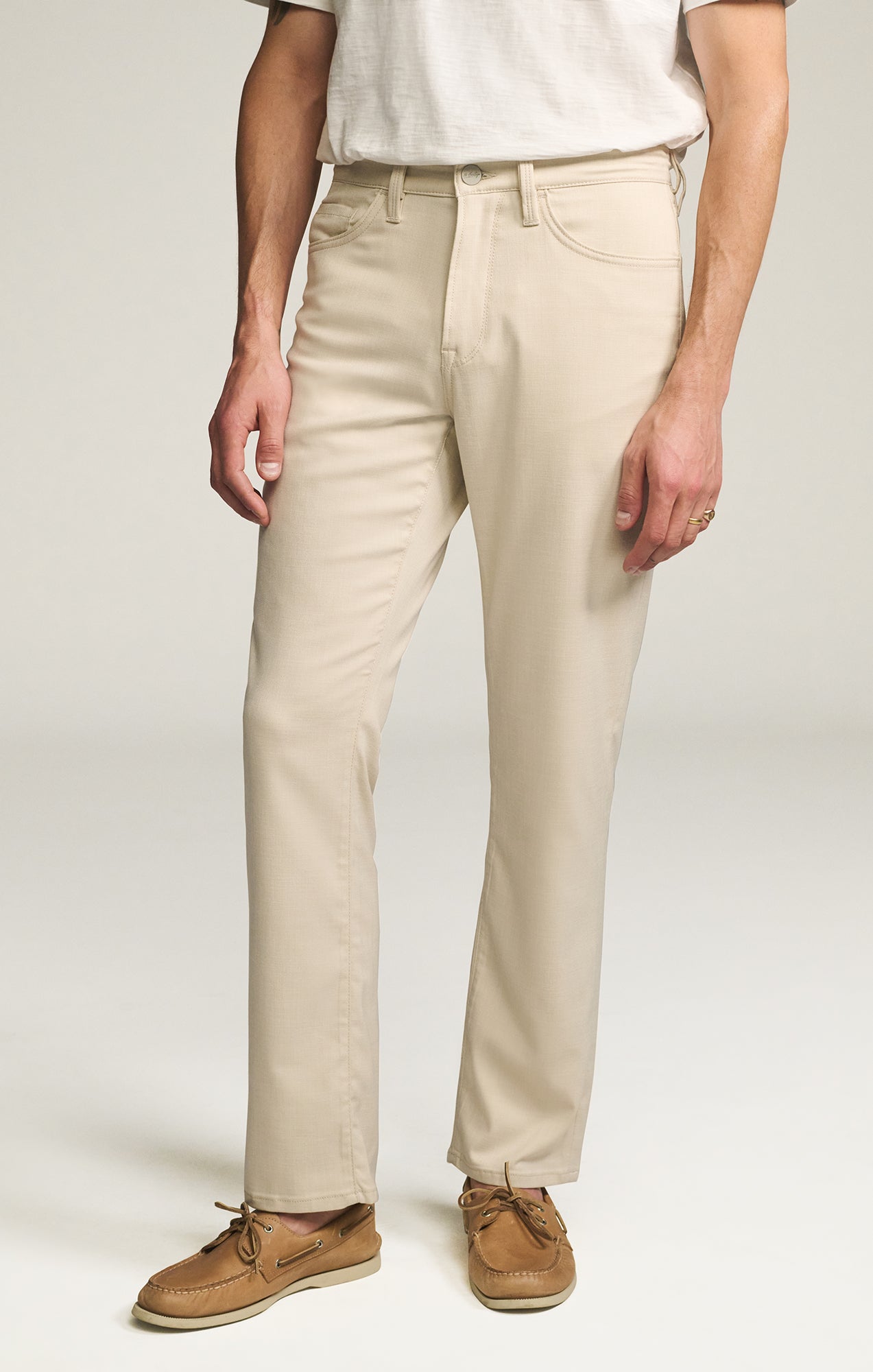 34 Heritage Relaxed Straight Leg Pants in Cream Cross Twill