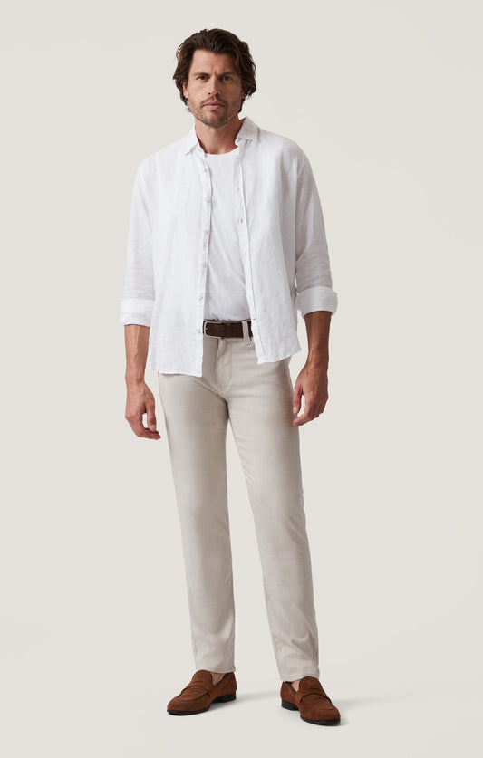 34 Heritage Courage Straight Leg Pants in Cream Cross Twill