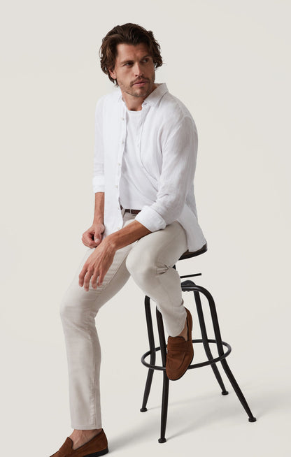 34 Heritage Courage Straight Leg Pants in Cream Cross Twill