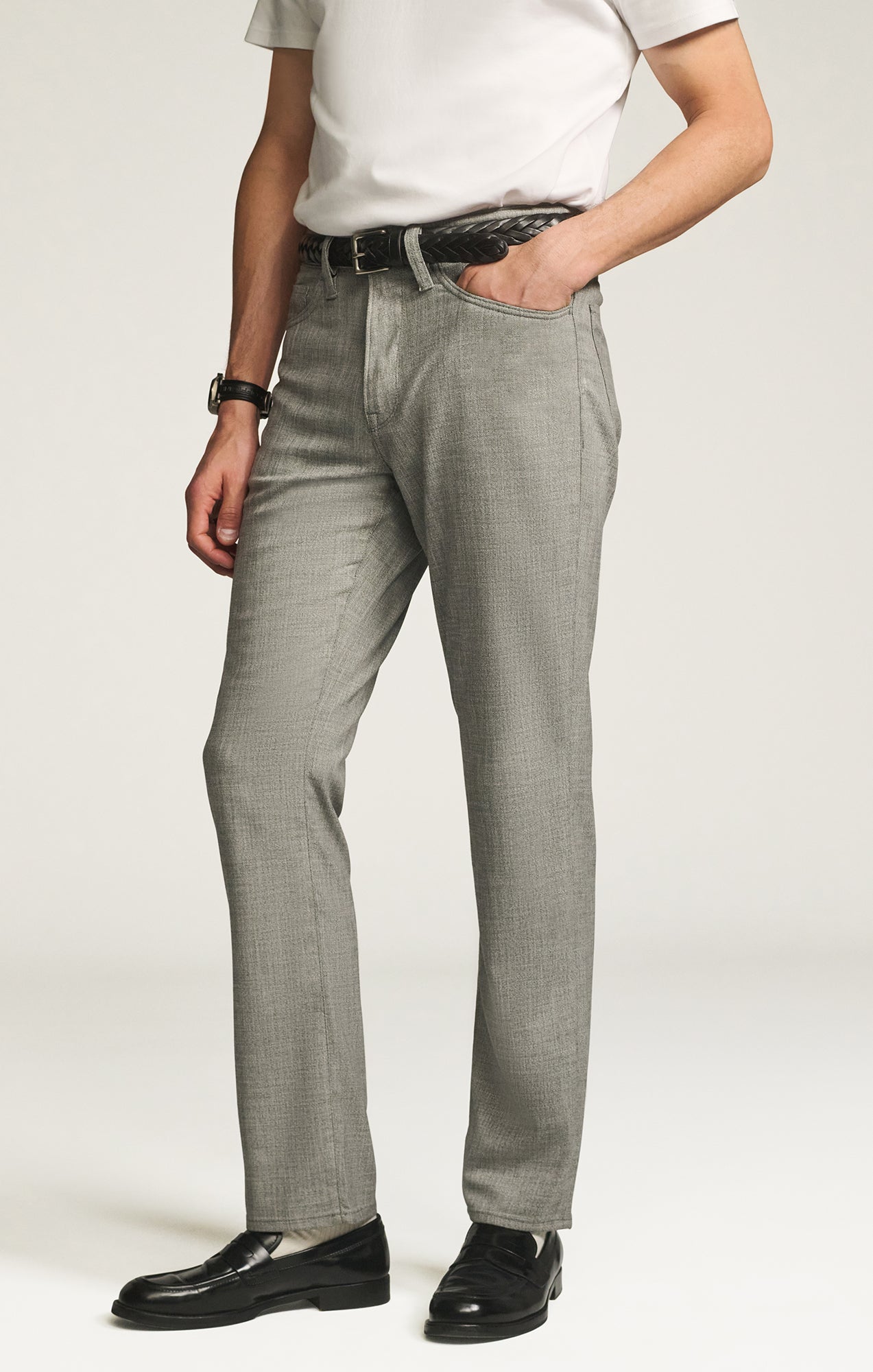 34 Heritage Charisma Relaxed Straight Pants in Grey Cross Twill