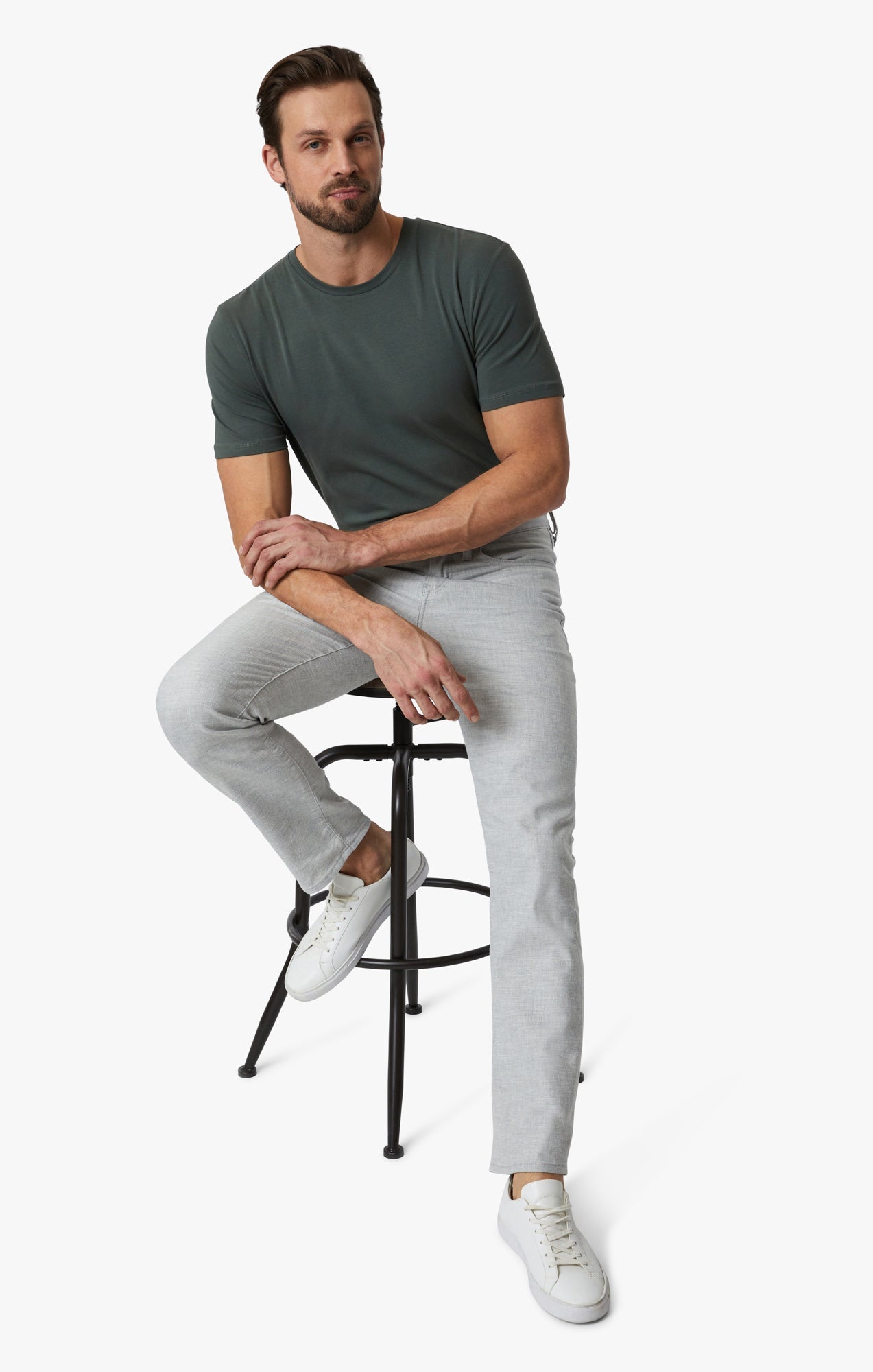 34 Heritage Charisma Relaxed Straight Leg Pants In Light Grey Hemp