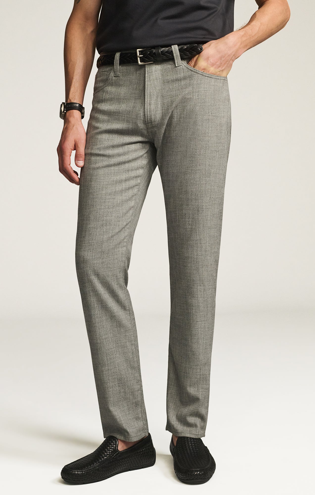 34 Heritage Courage Straight Leg Pants in Grey Cross Twill