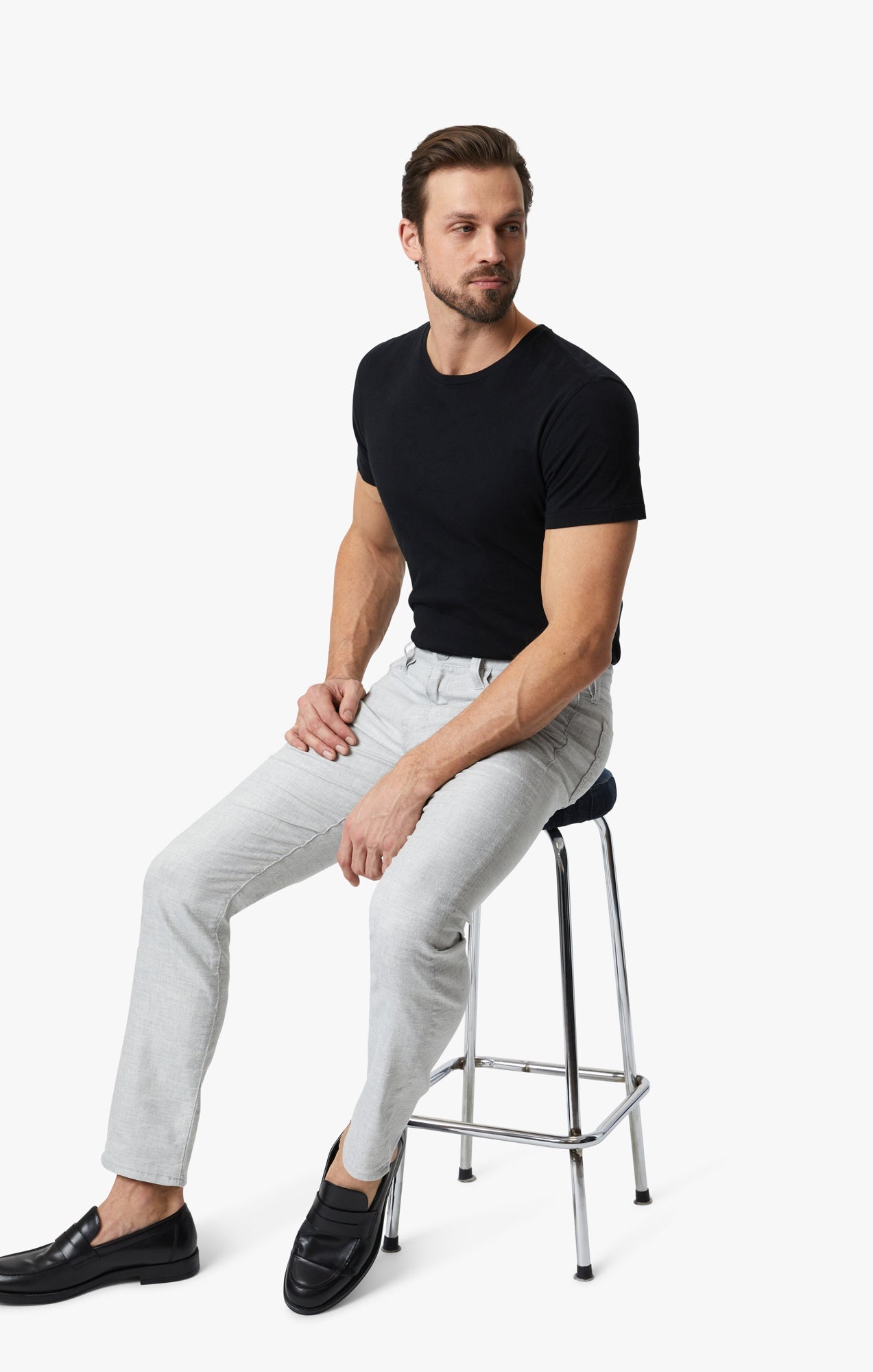 34 Heritage Courage Straight Leg Pants In Light Grey Hemp