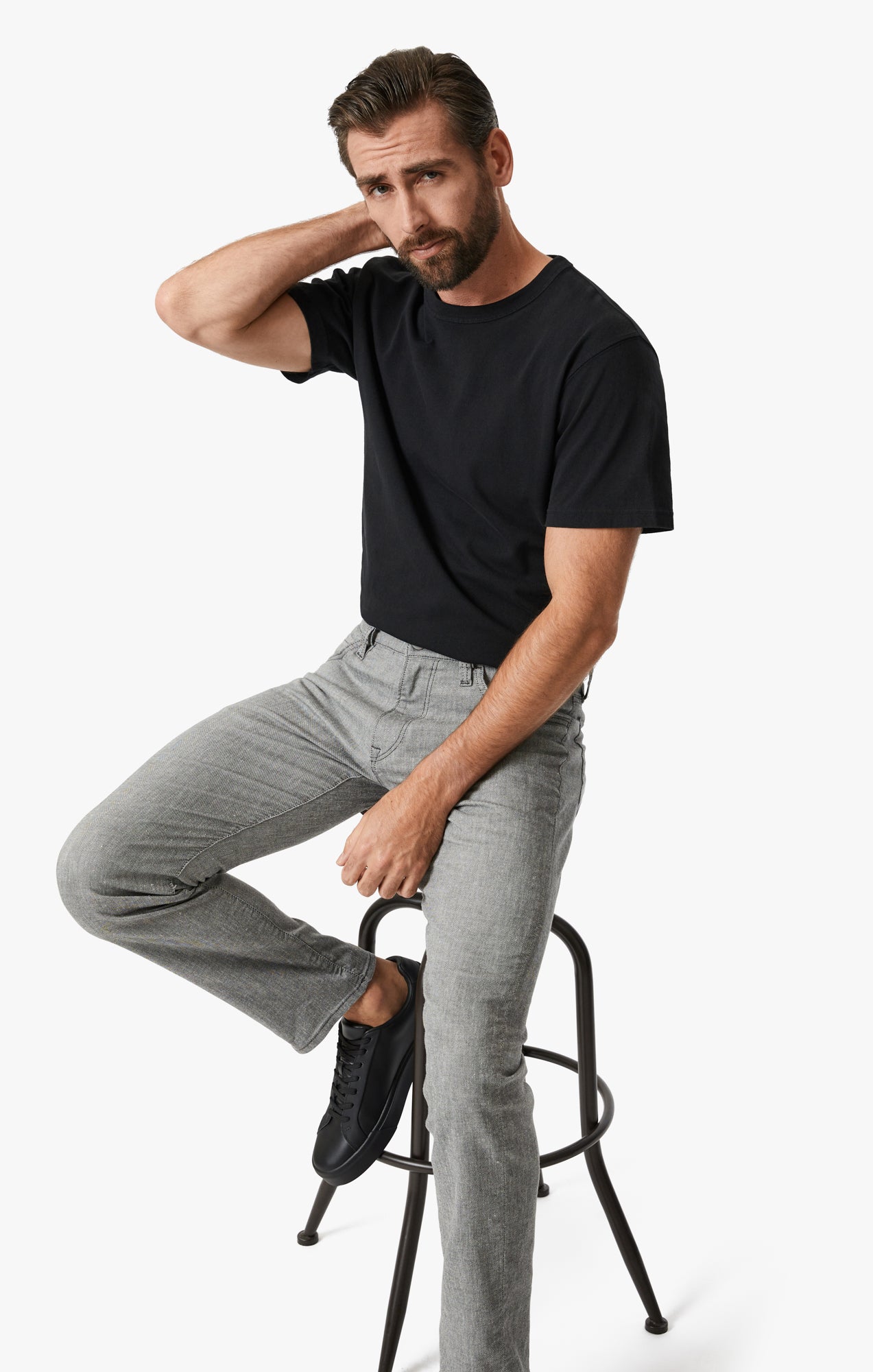 34 Heritage Courage Straight Leg Pants In Anthracite Hemp