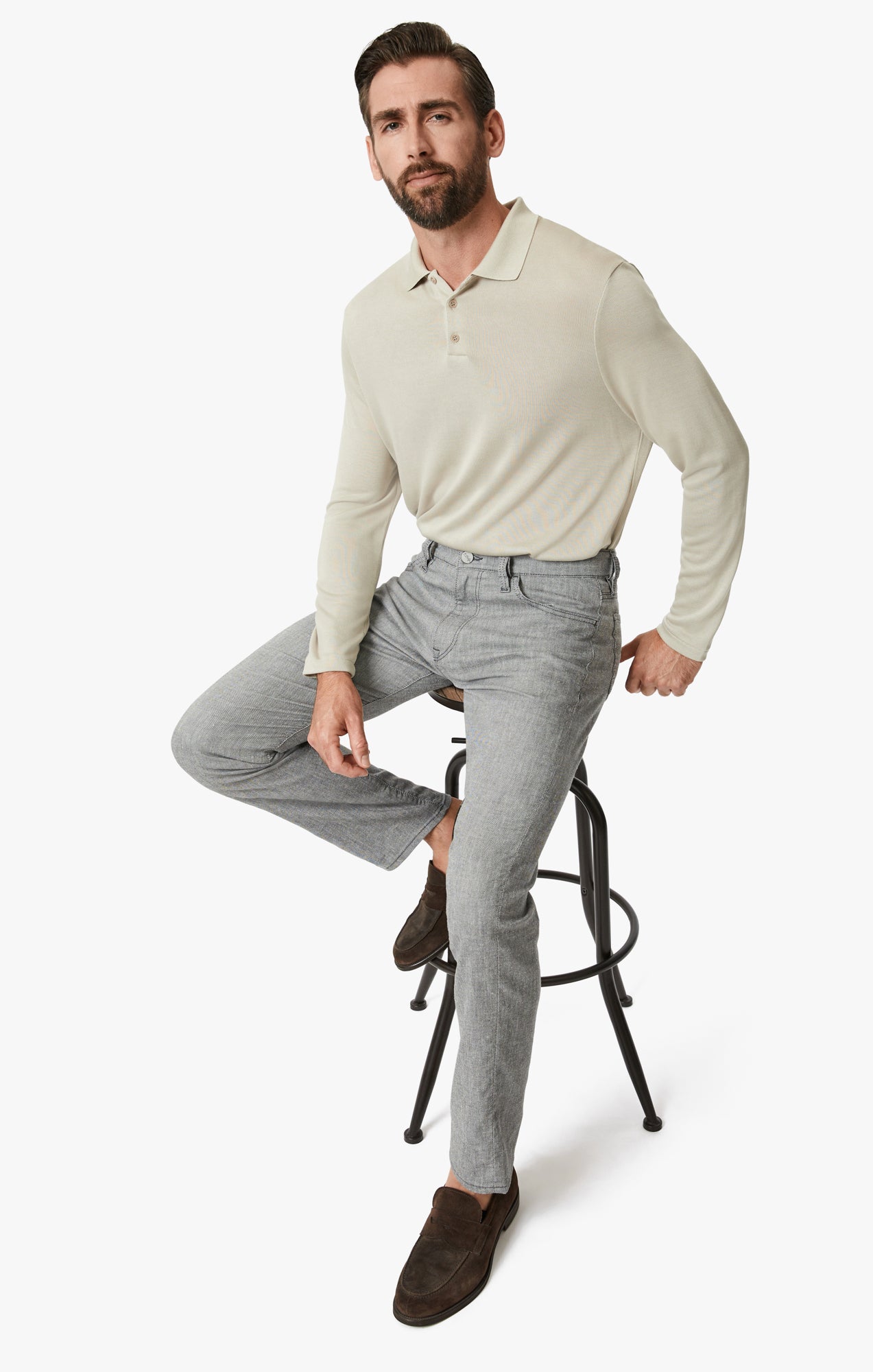 34 Heritage Charisma Relaxed Straight Leg Pants In Anthracite Hemp