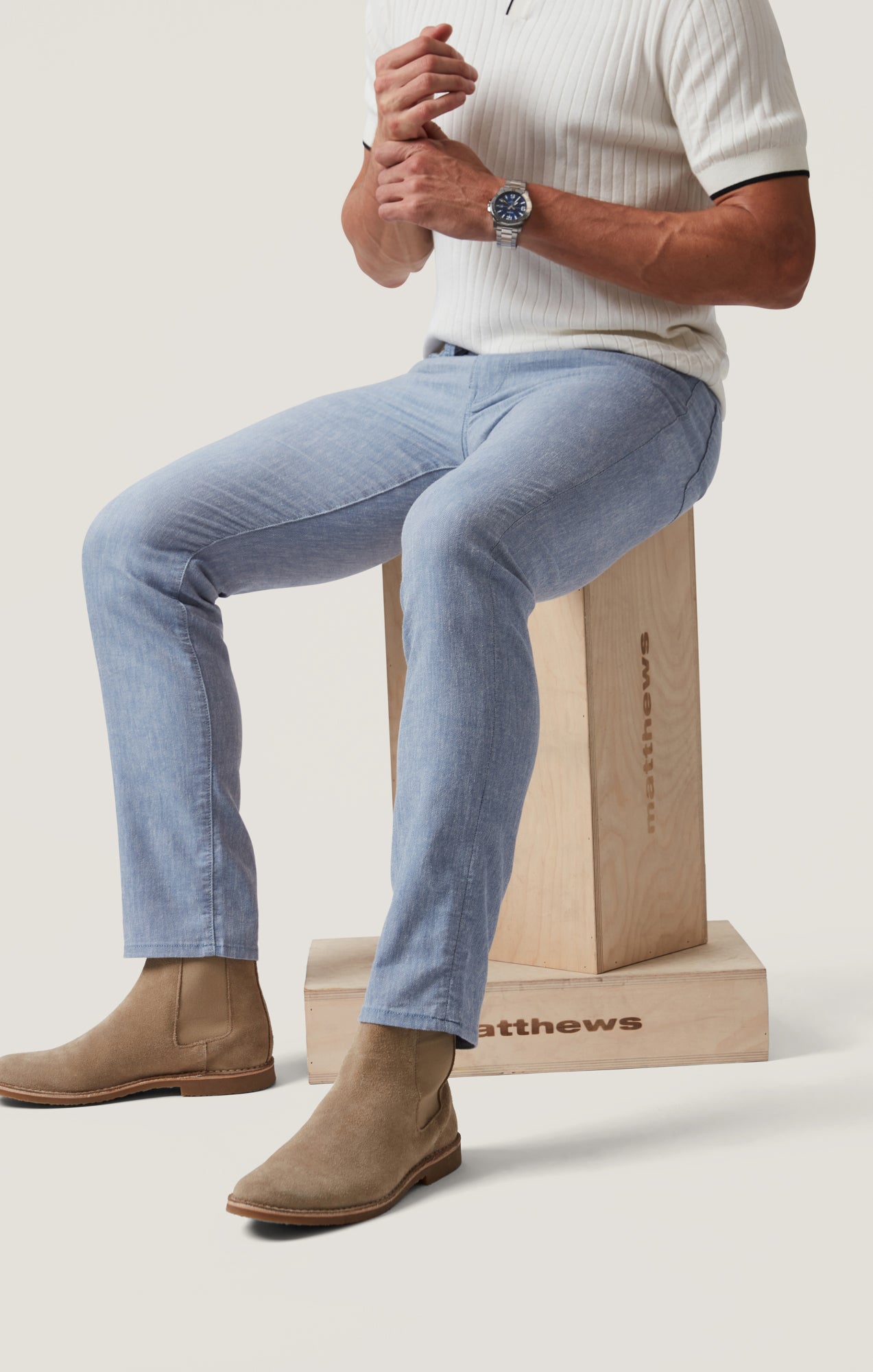 34 Heritage Courage Straight Leg Pants in Blue Hemp