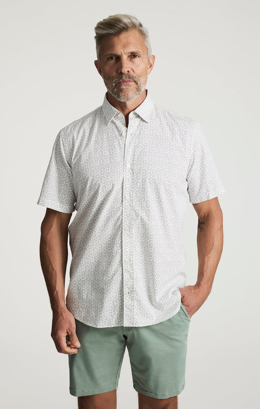 34 Heritage Luxe Twill Printed Shirt In Vintage Indigo