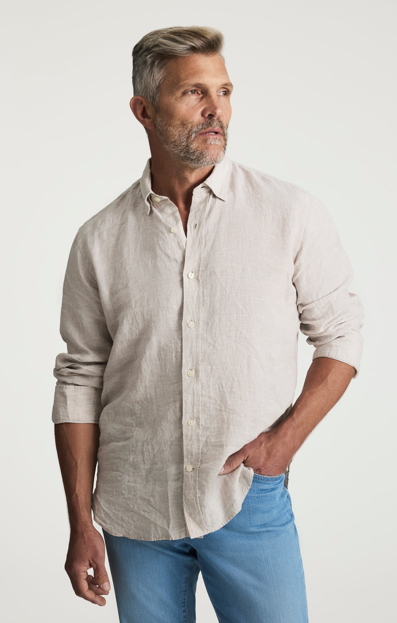 34 Heritage Linen Shirt In Beige
