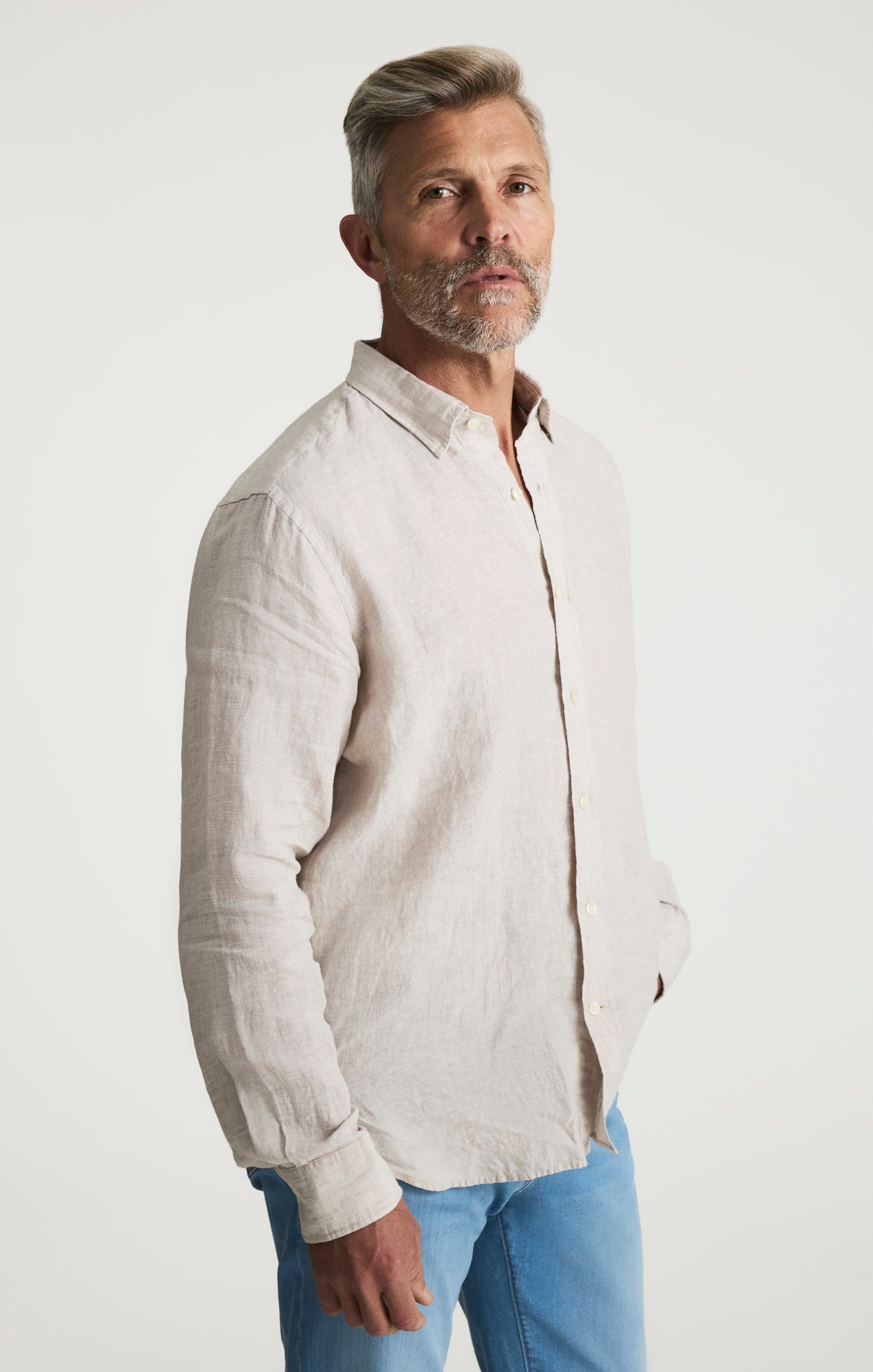 34 Heritage Linen Shirt In Beige