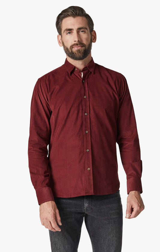34 Heritage Men's Corduroy Shirt In Bordeaux | 34 Heritage