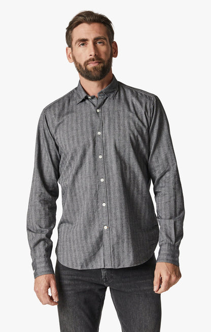 34 Heritage Herringbone Shirt In Anthracite Melange