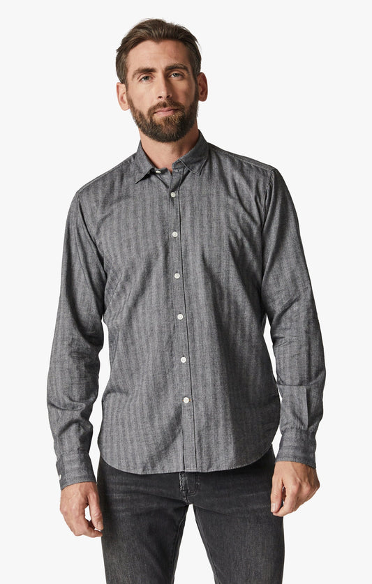 34 Heritage Herringbone Shirt In Anthracite Melange