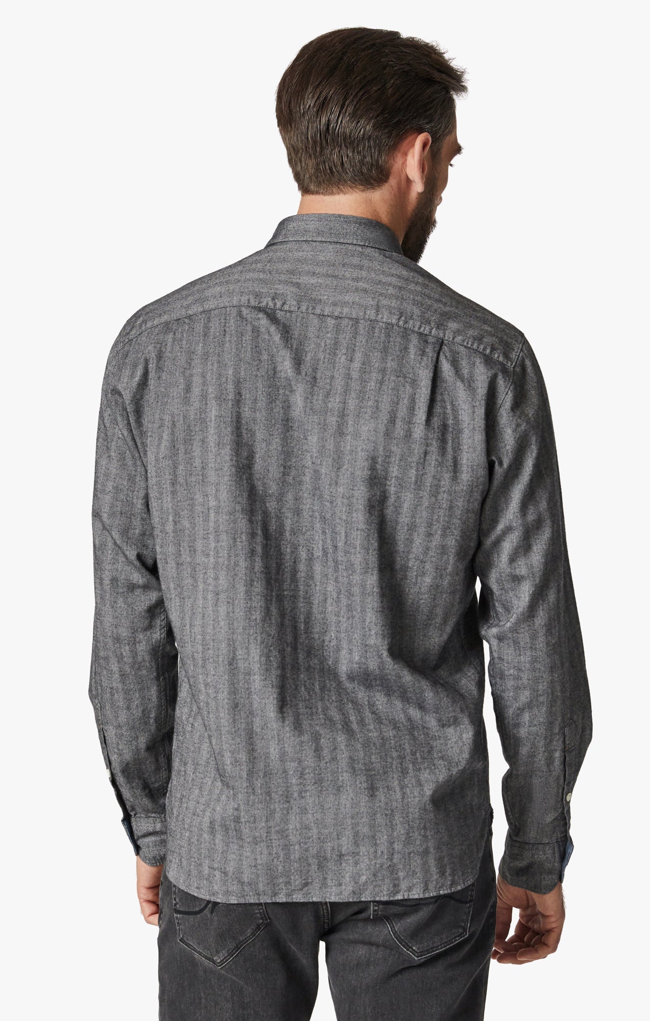 34 Heritage Herringbone Shirt In Anthracite Melange