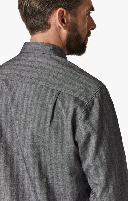 34 Heritage Herringbone Shirt In Anthracite Melange
