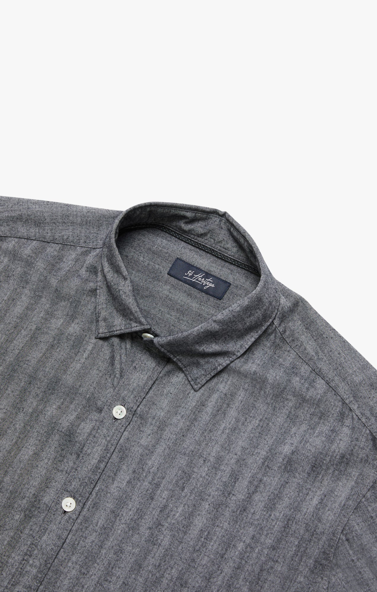 34 Heritage Herringbone Shirt In Anthracite Melange