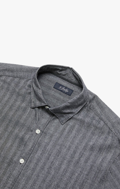 34 Heritage Herringbone Shirt In Anthracite Melange