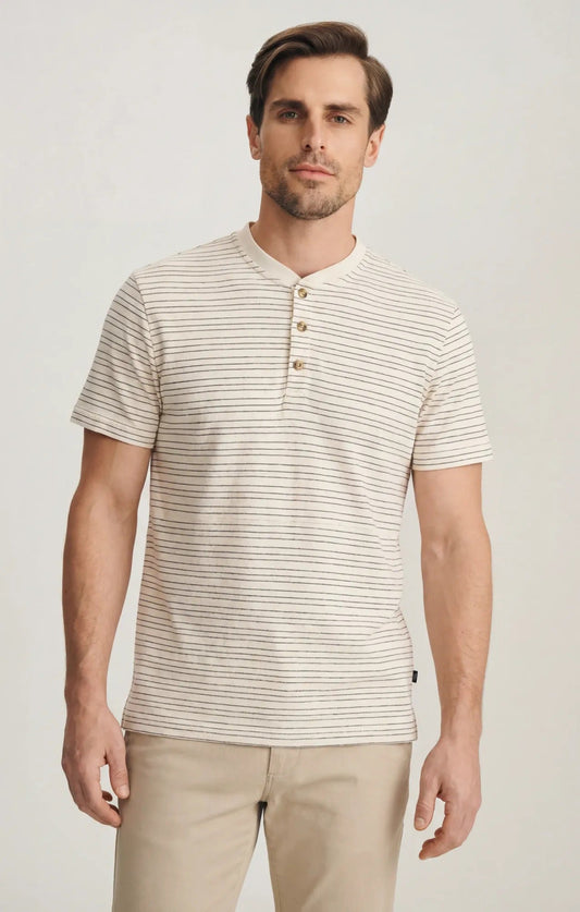 34 Heritage Striped Henley In Beige