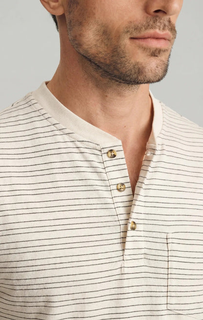 34 Heritage Striped Henley In Beige