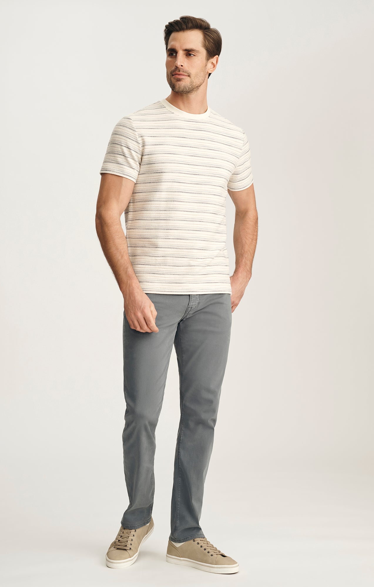 34 Heritage Striped Tee In Beige