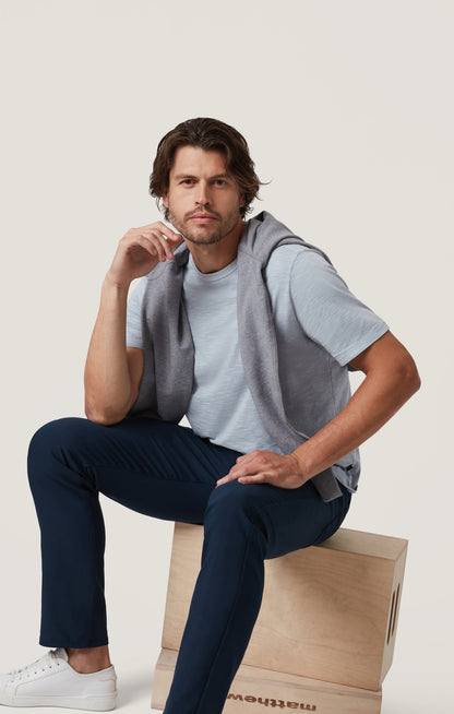 34 Heritage Slub Crew Neck T-Shirt in Blue Fog