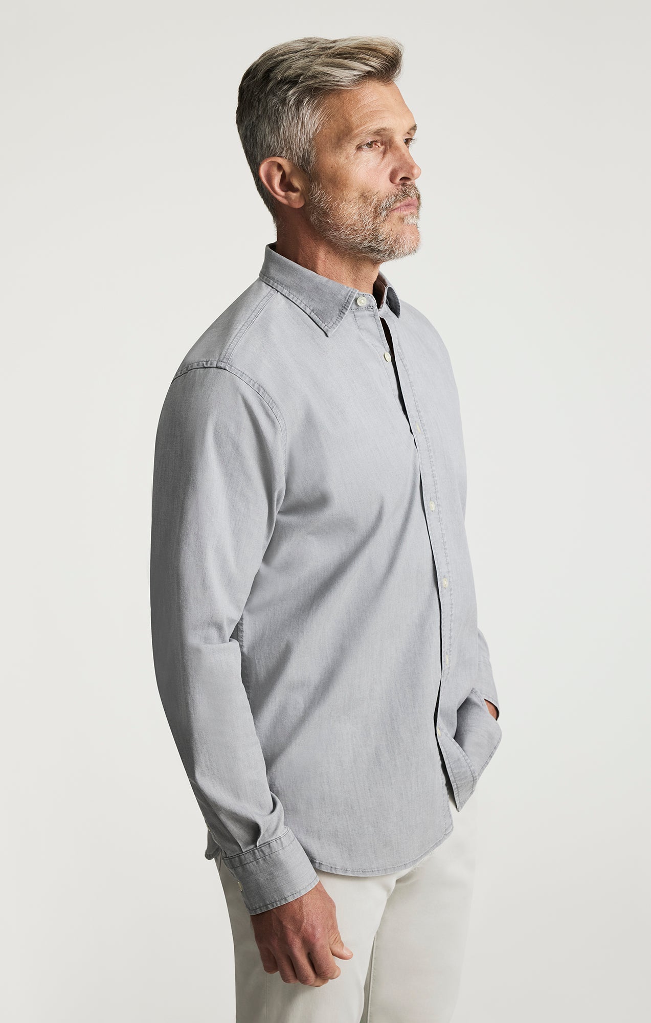34 Heritage Denim Shirt In Grey Indigo