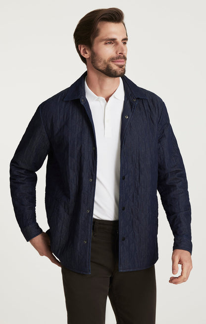 34 Heritage Denim Quilted Overshirt In Rinse