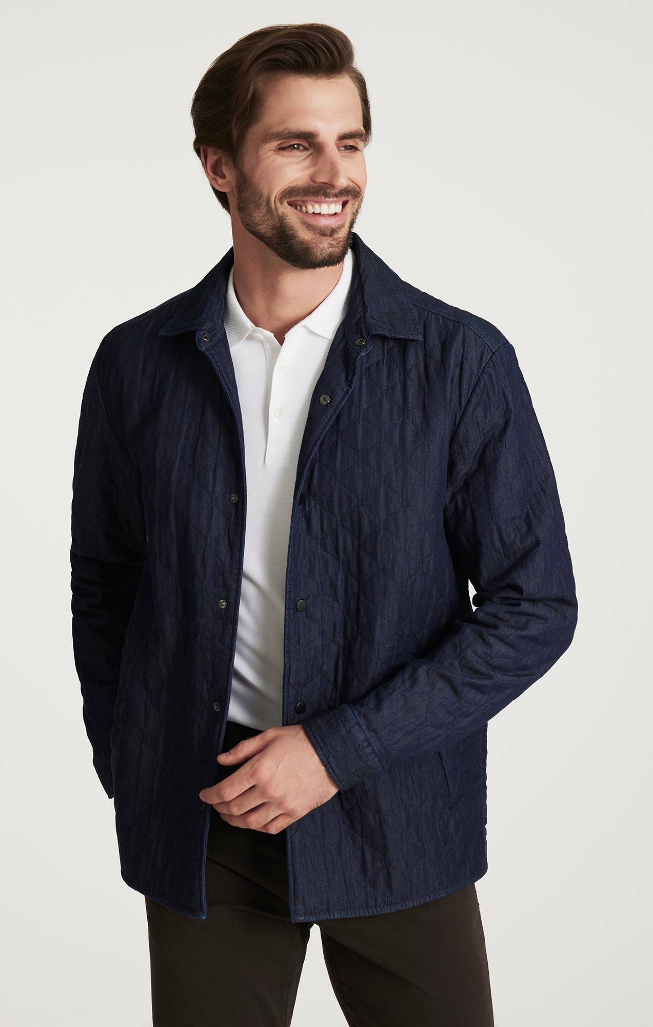 34 Heritage Denim Quilted Overshirt In Rinse
