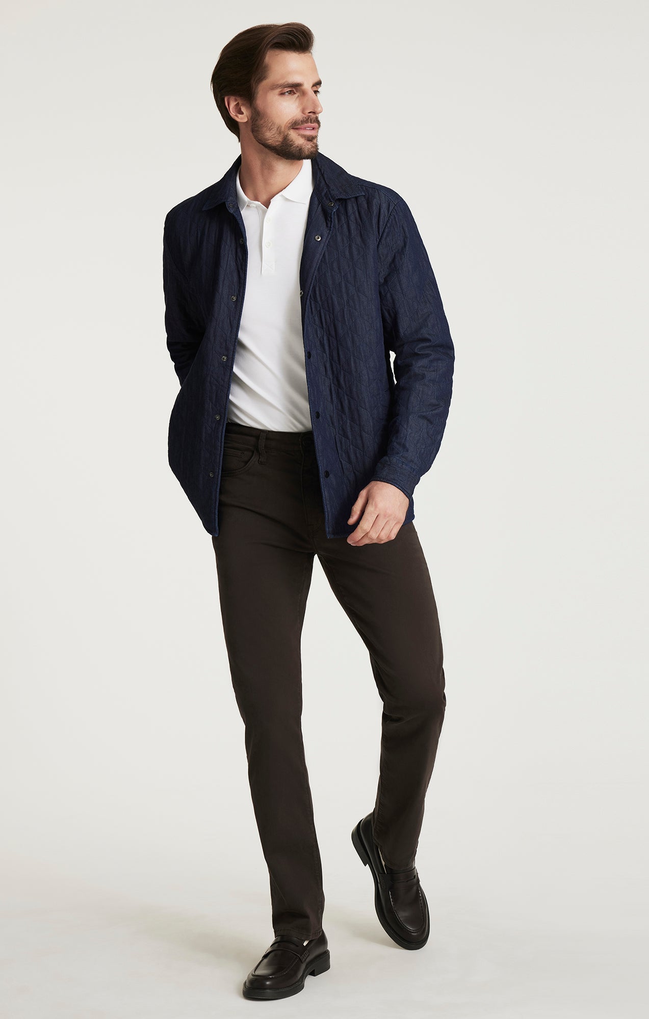 34 Heritage Denim Quilted Overshirt In Rinse