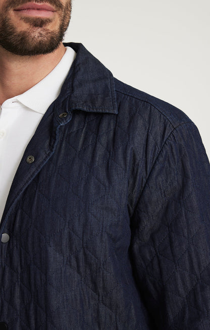 34 Heritage Denim Quilted Overshirt In Rinse