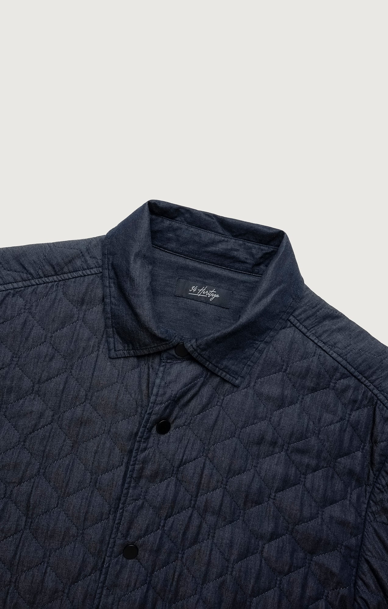 34 Heritage Denim Quilted Overshirt In Rinse