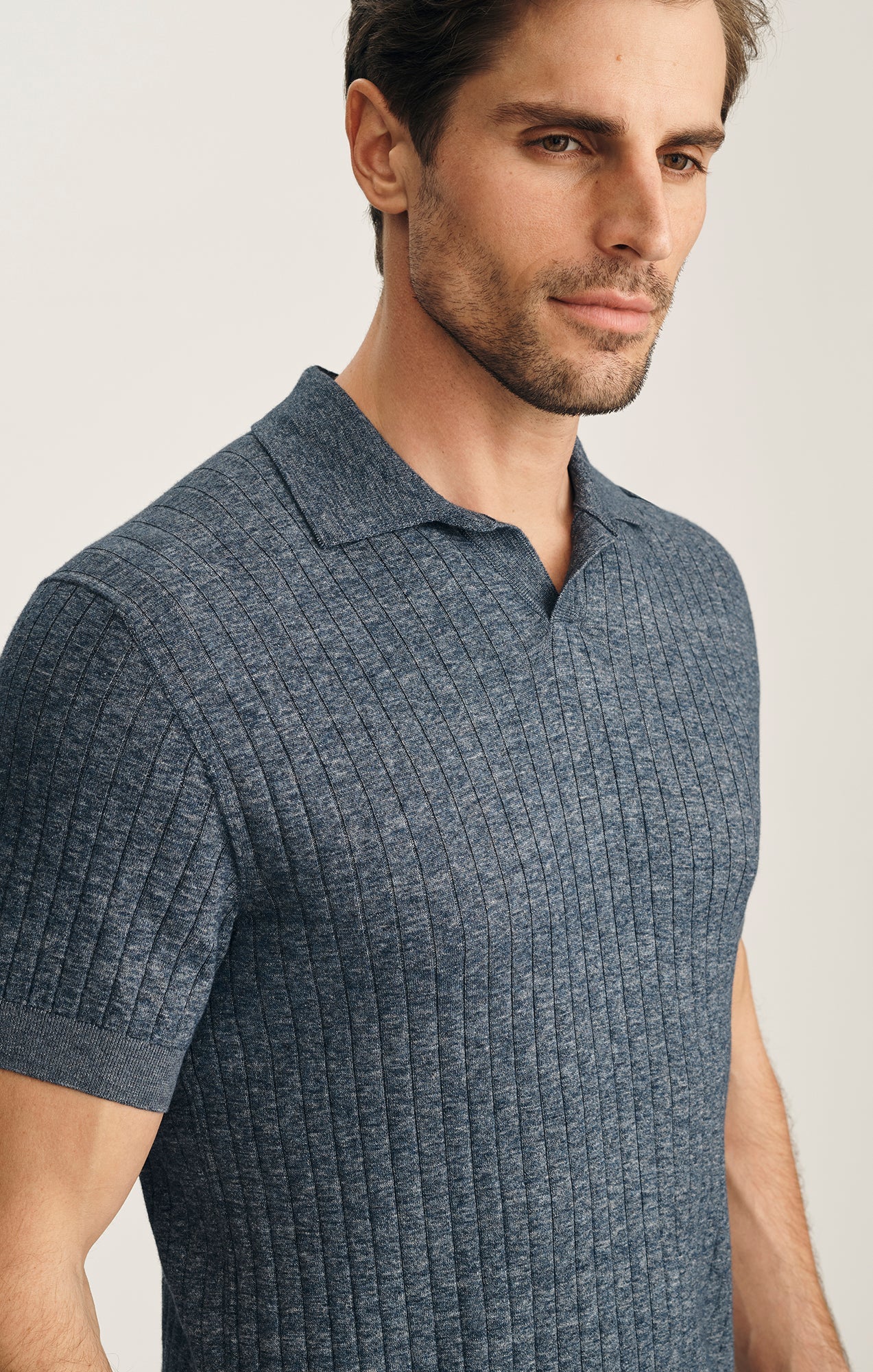 34 Heritage Melange Polo Sweater In Indigo