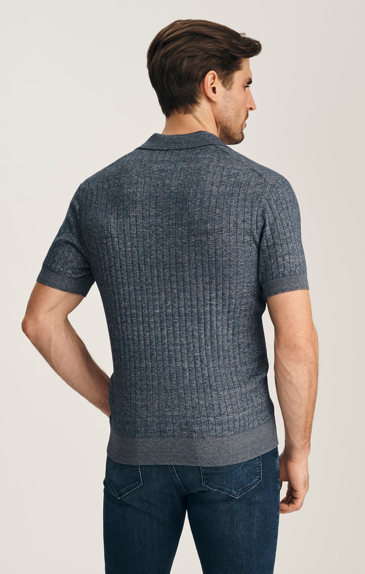 34 Heritage Melange Polo Sweater In Indigo
