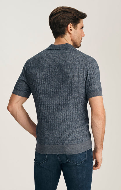 34 Heritage Melange Polo Sweater In Indigo