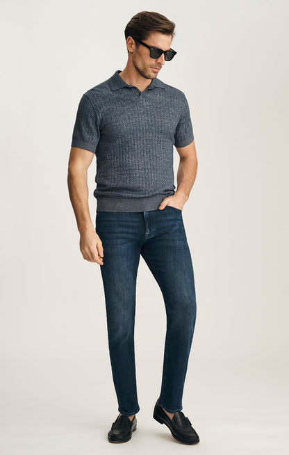34 Heritage Melange Polo Sweater In Indigo